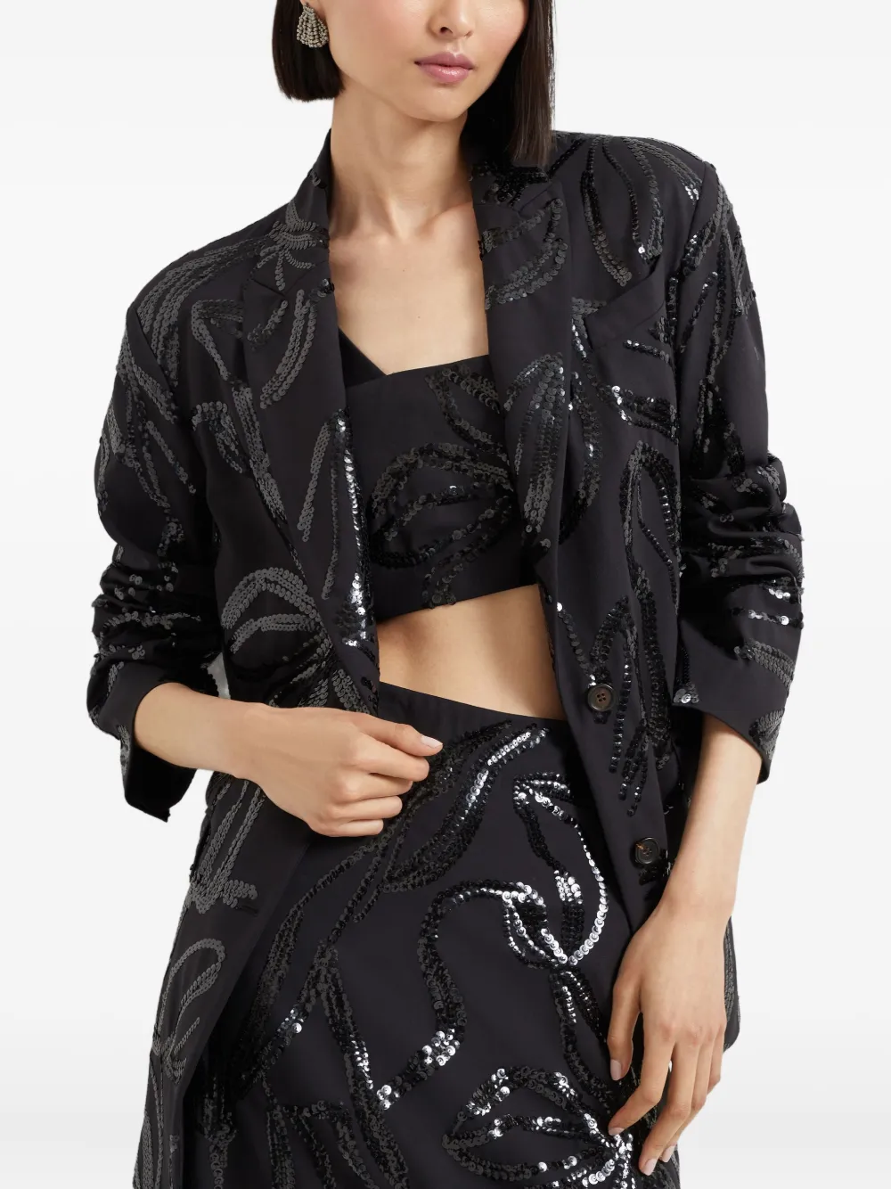 Brunello Cucinelli Blazer met pailletten Zwart