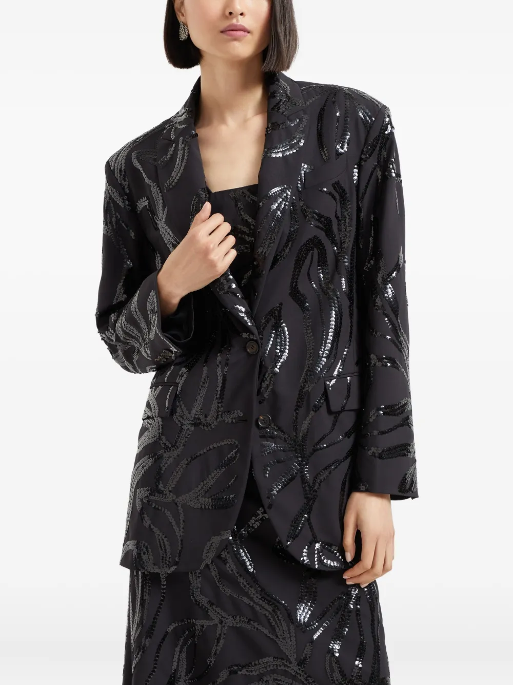 Brunello Cucinelli Blazer met pailletten Zwart