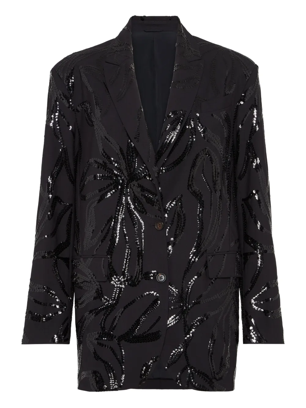 Brunello Cucinelli sequin floral blazer Zwart