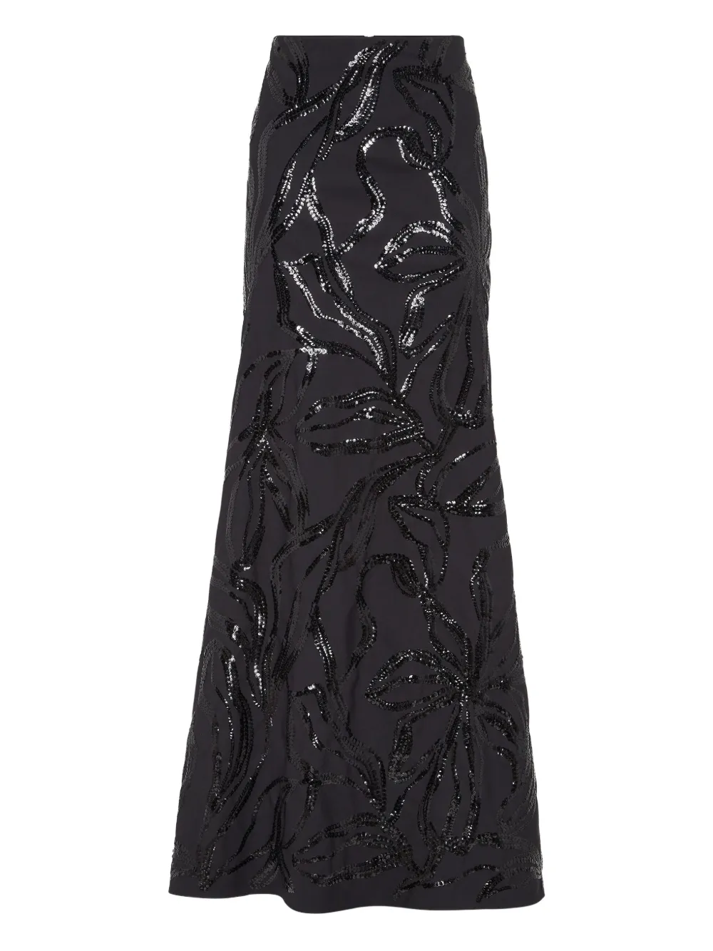 Brunello Cucinelli Maxi-rok met pailletten en bloemen Zwart