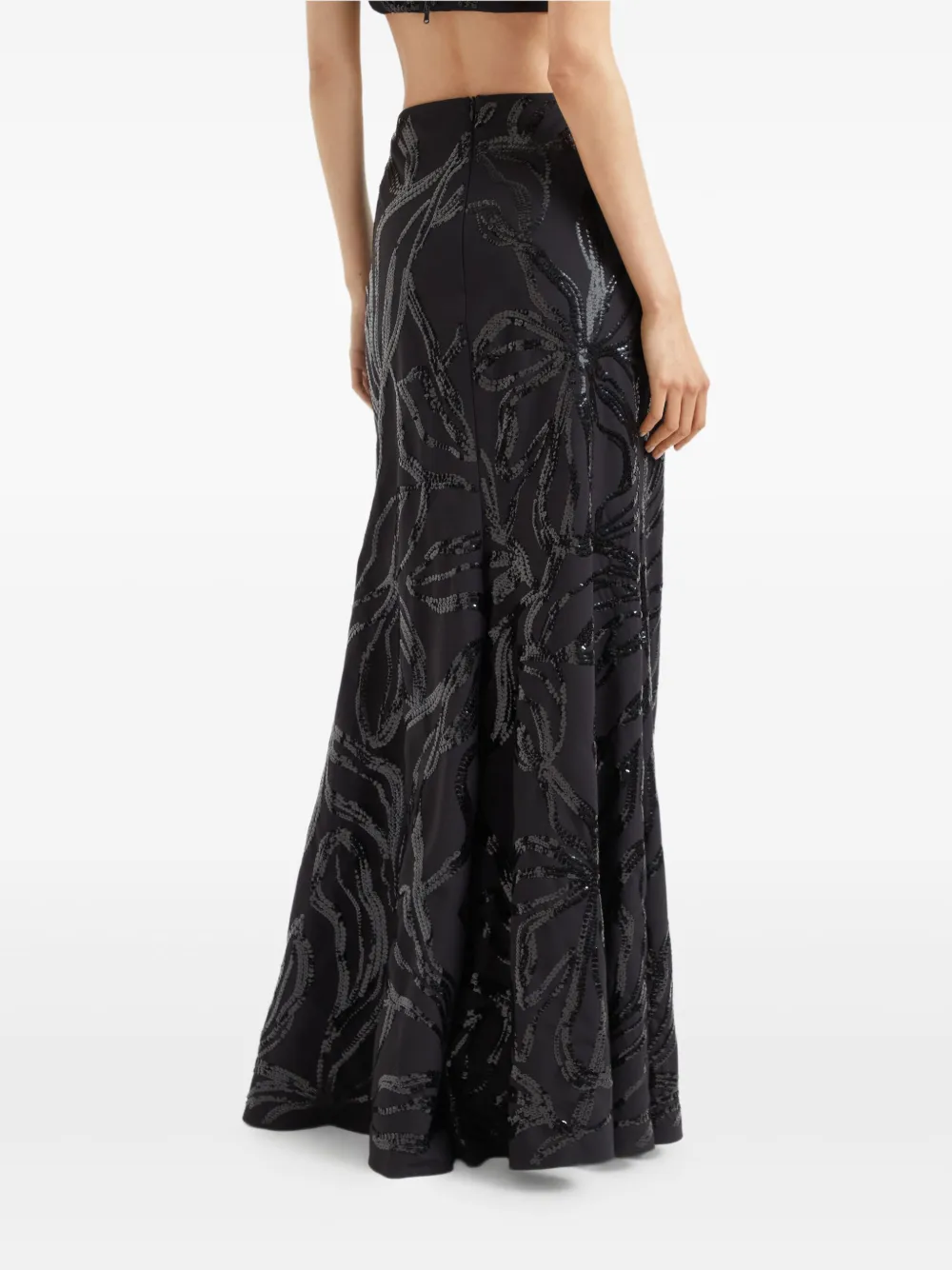 Brunello Cucinelli Maxi-rok met pailletten en bloemen Zwart