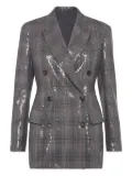 Brunello Cucinelli sequin-embellished check-pattern blazer - Grey