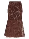 Brunello Cucinelli floral-sequin midi skirt - Brown