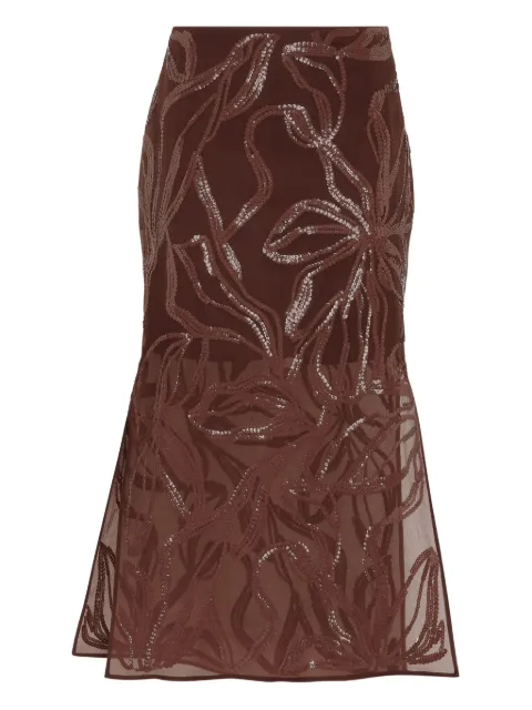 Brunello Cucinelli floral-sequin midi skirt