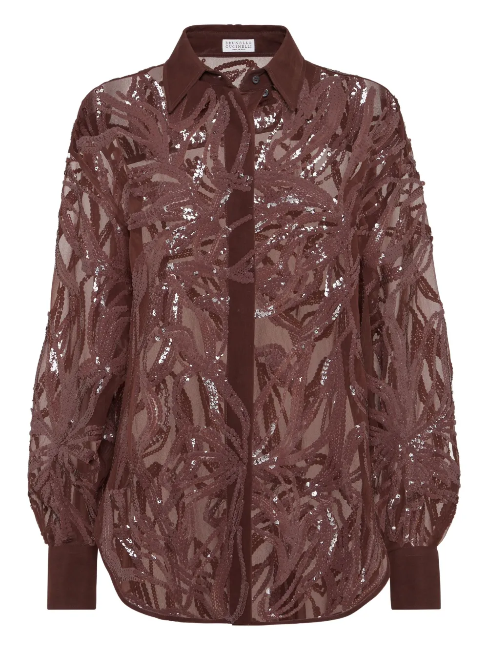 Brunello Cucinelli Overhemd met pailletten Bruin