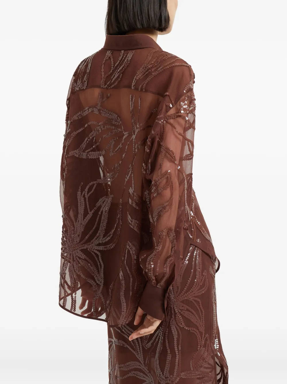 Brunello Cucinelli Overhemd met pailletten Bruin