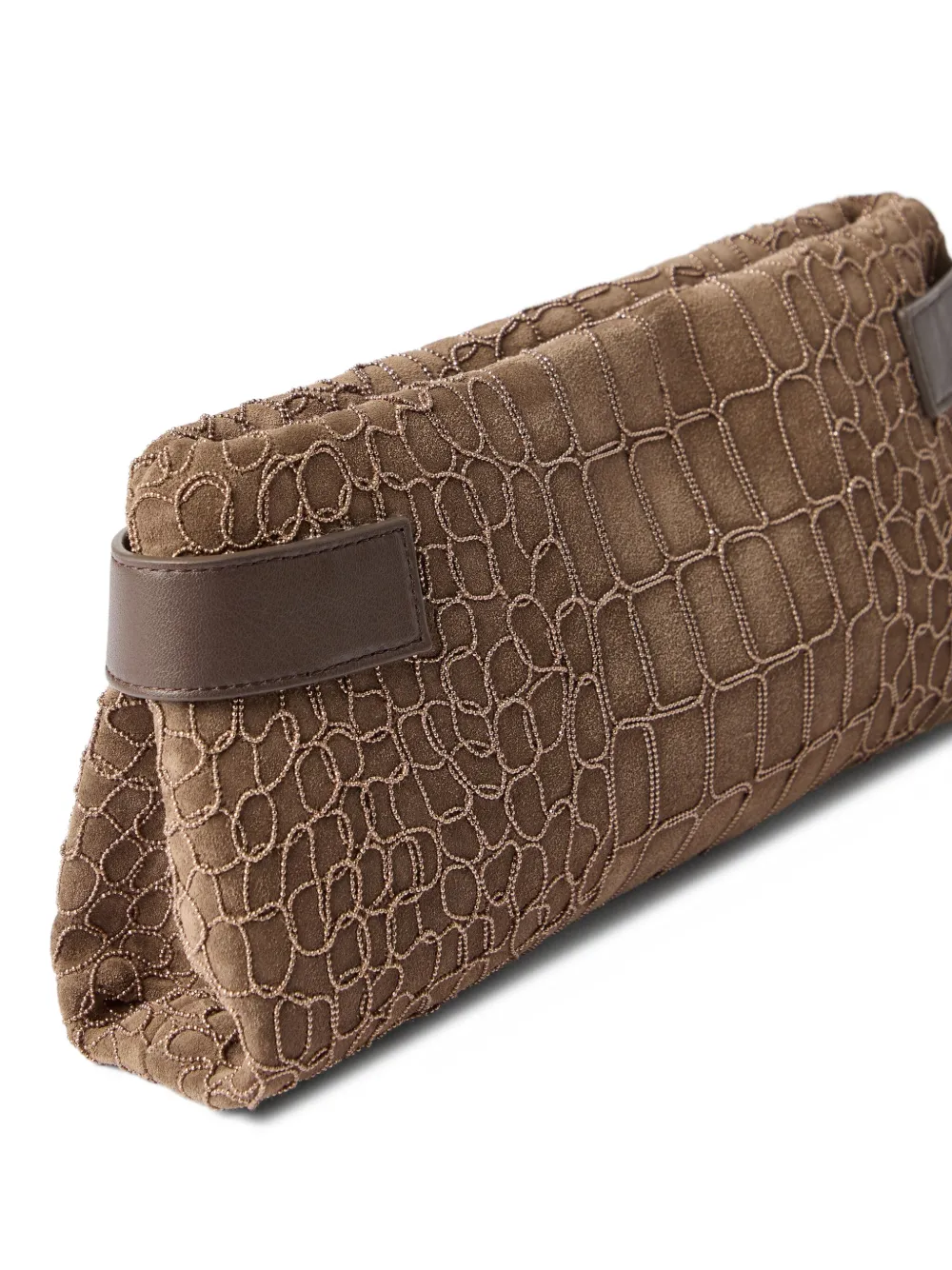 Brunello Cucinelli Essence crocodile-embossed clutch bag Bruin