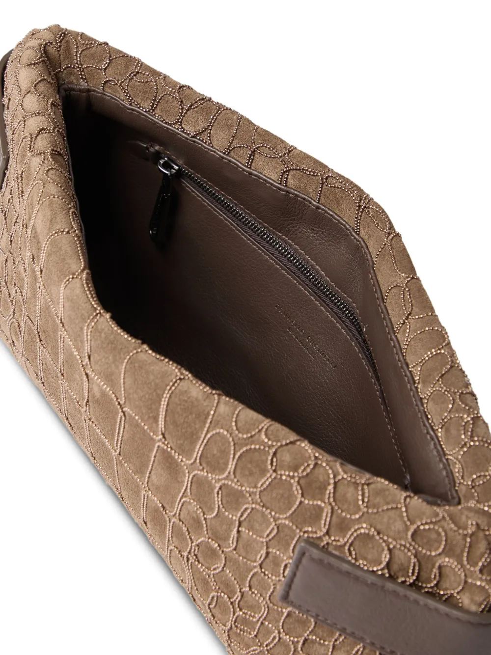 Brunello Cucinelli Essence crocodile-embossed clutch bag Bruin