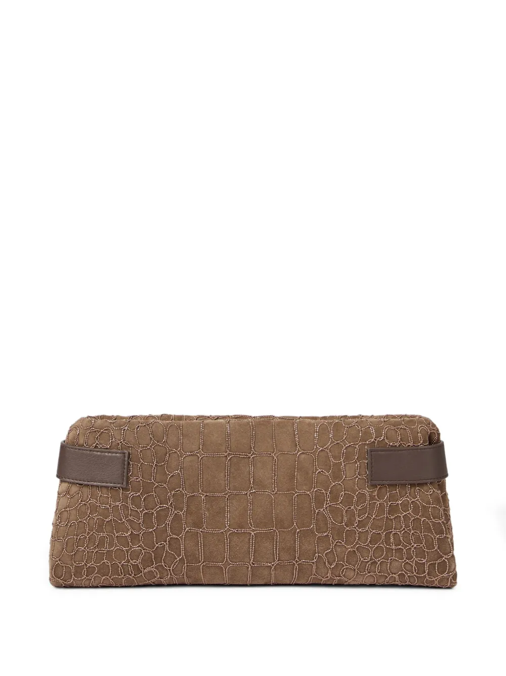 Brunello Cucinelli Essence crocodile-embossed clutch bag Bruin