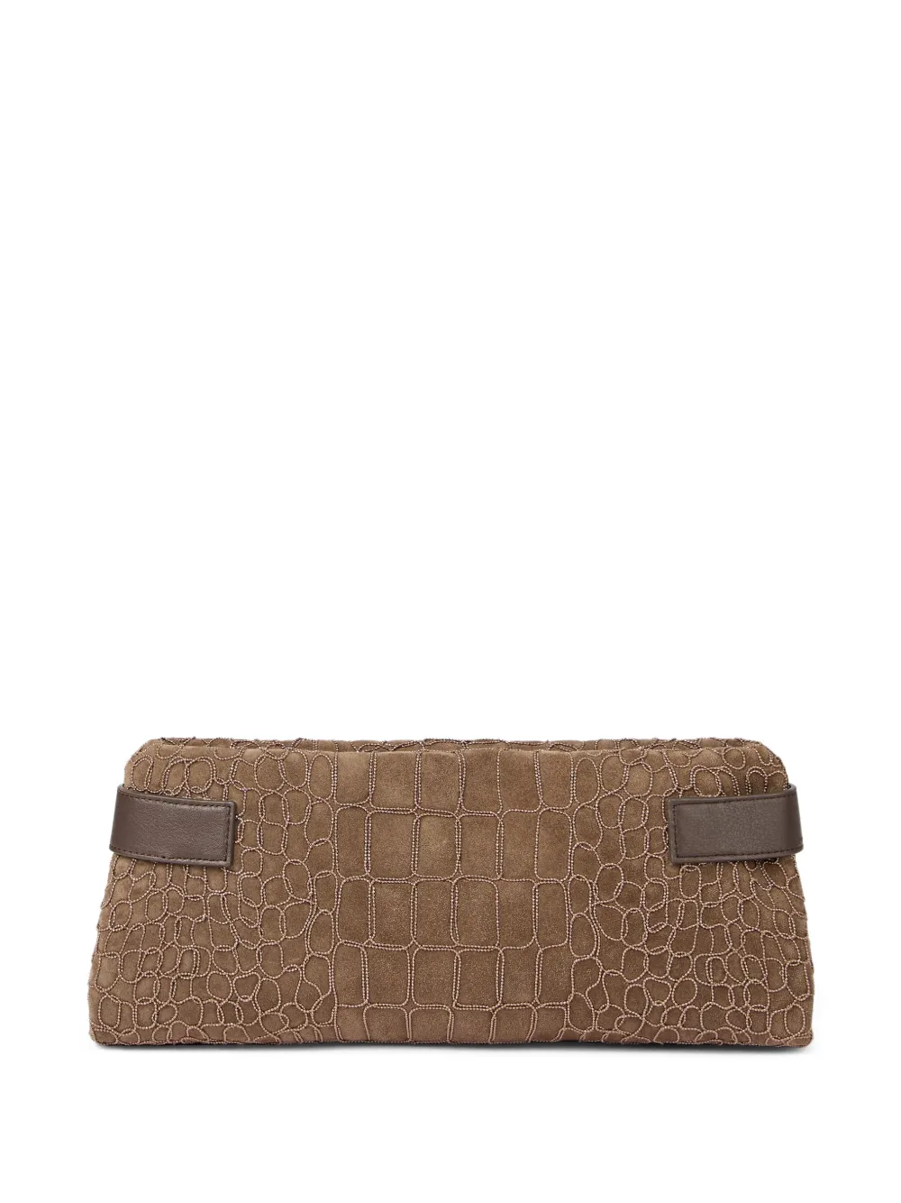 Brunello Cucinelli Essence crocodile-embossed clutch bag Bruin