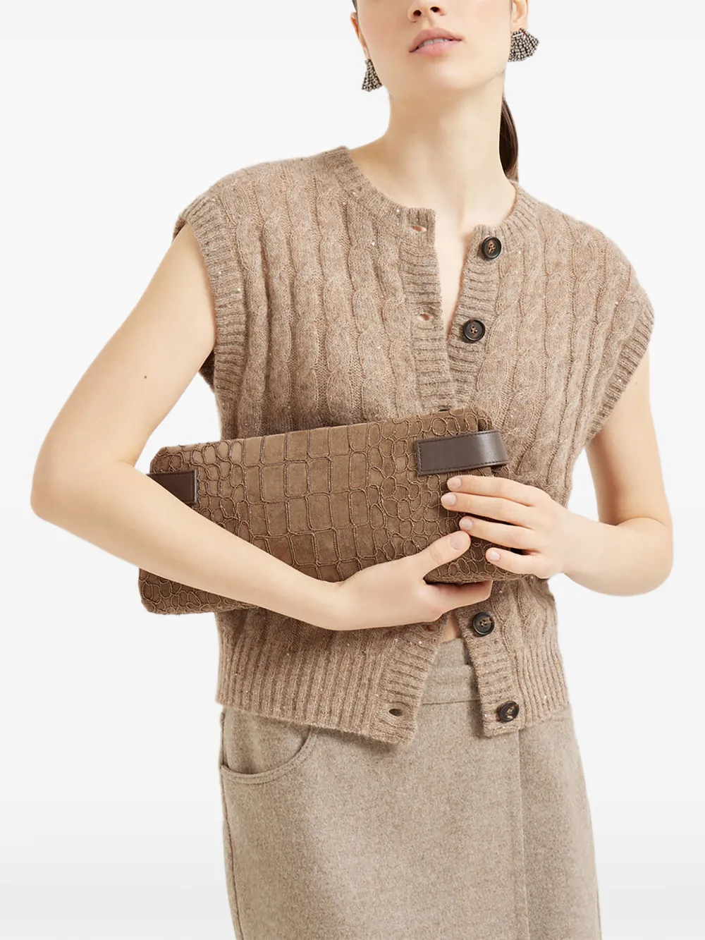 Brunello Cucinelli Essence crocodile-embossed clutch bag | Image 2