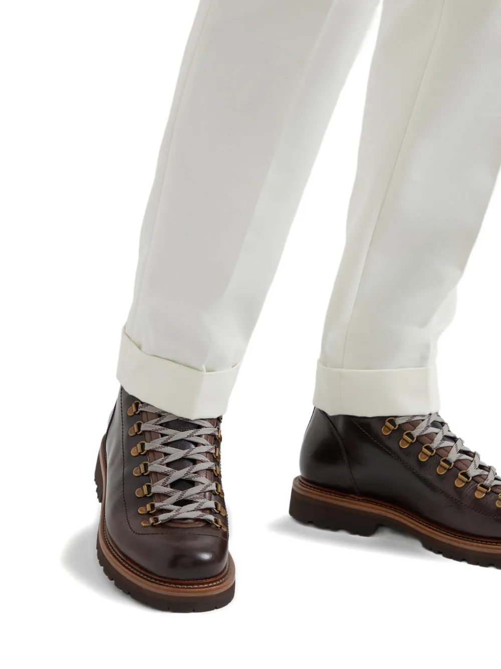 Brunello Cucinelli Herringbone Insert Ankle Boots In Brown