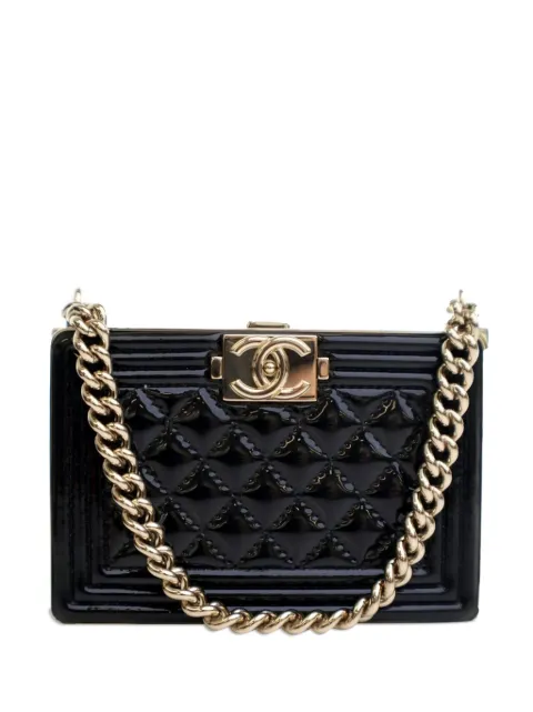 CHANEL Pre-Owned 2021-2025 Patent Calfskin Boy Clutch with Chain handbag