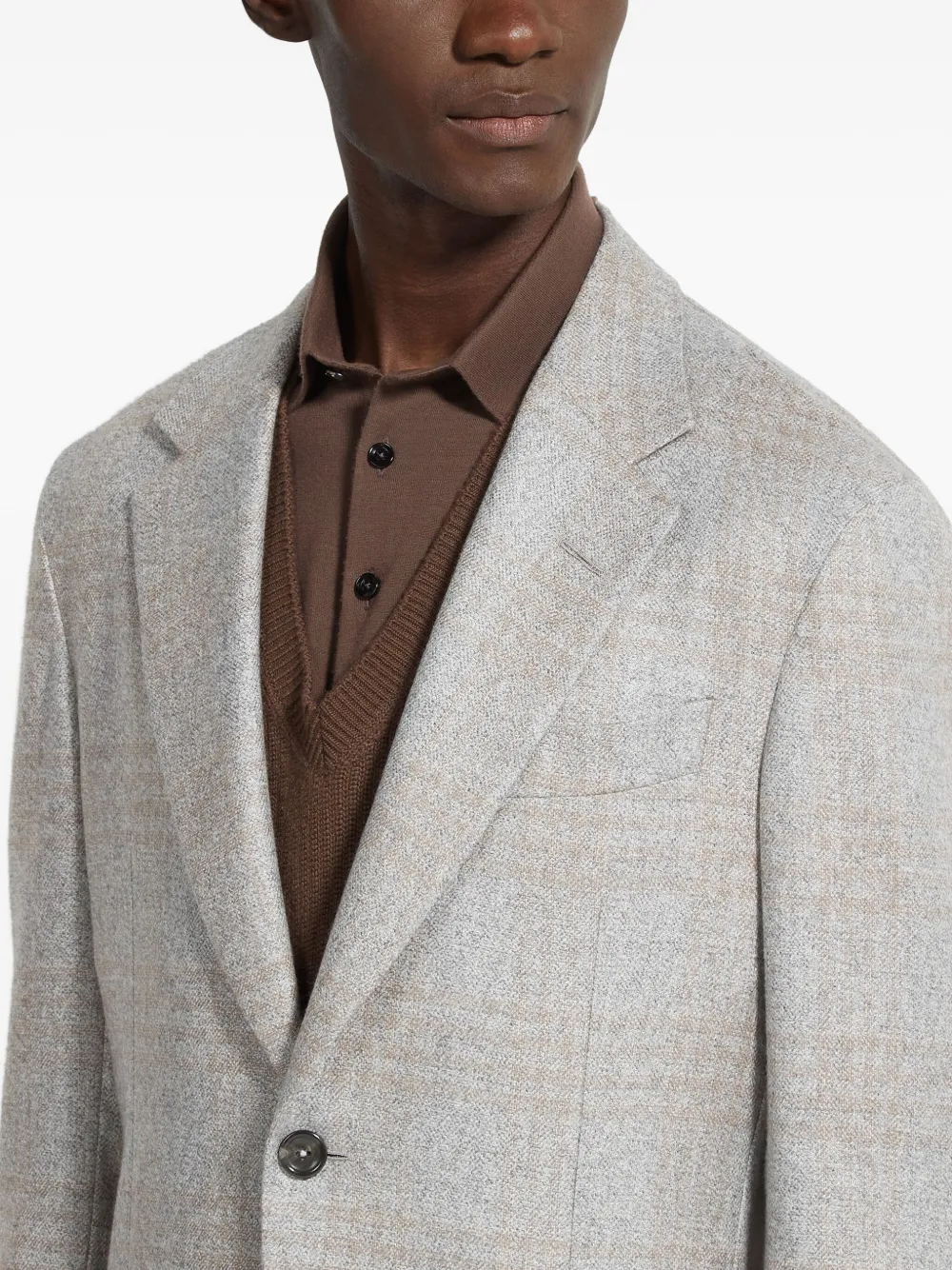 Zegna Checked Blazer In Gray