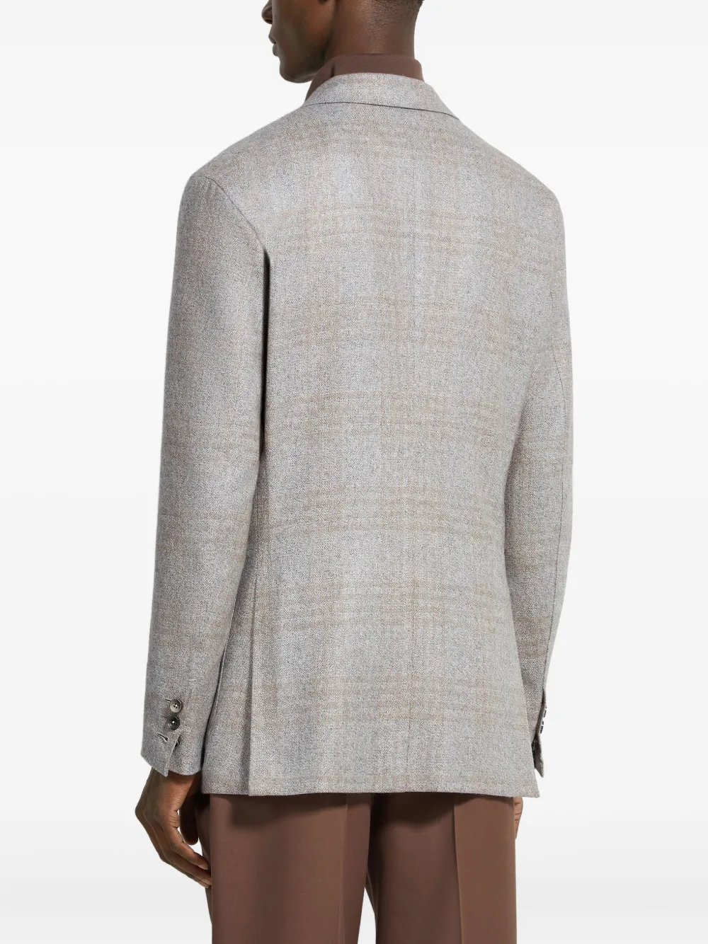 Zegna Checked Blazer In Gray
