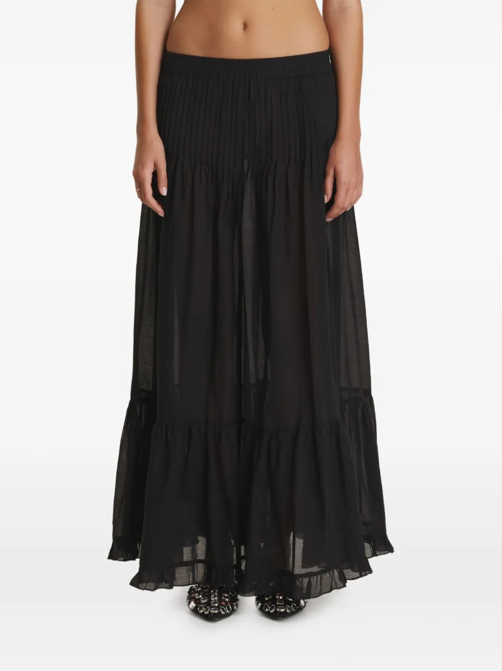 PNK falda larga con pliegues | negro | Image 1
