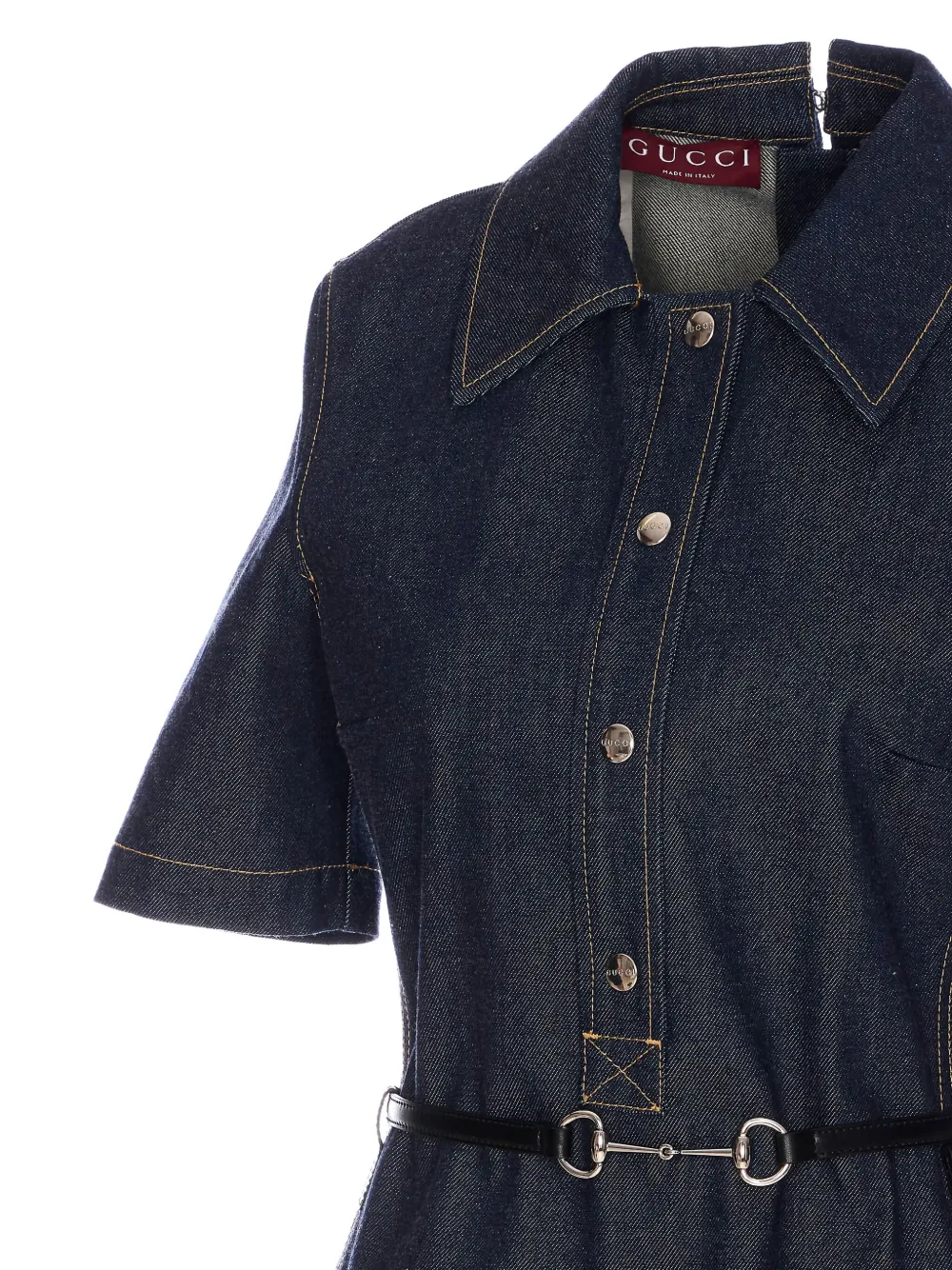Gucci Denim Shirt Dress In Blue