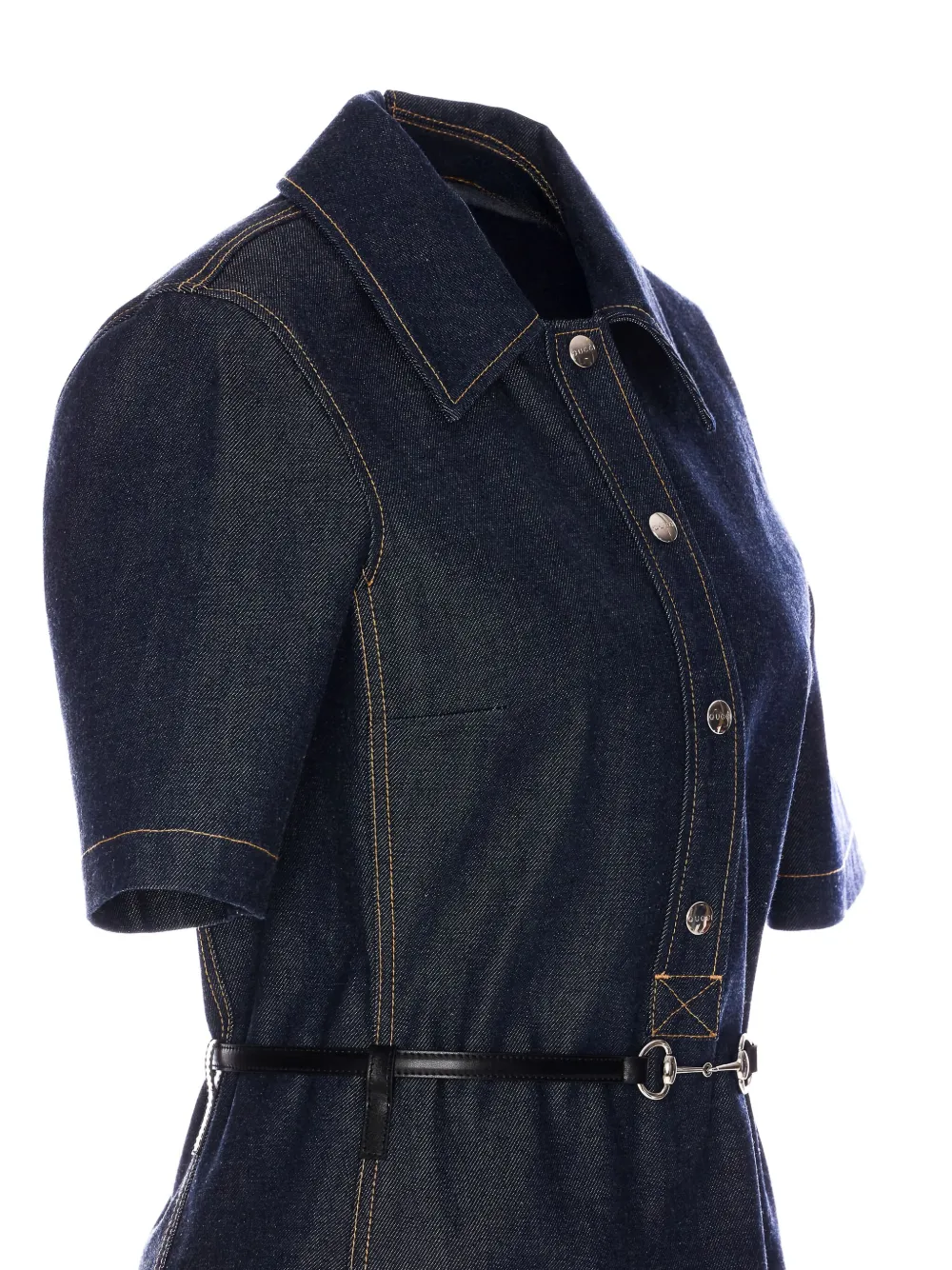 Gucci Denim Shirt Dress In Blue