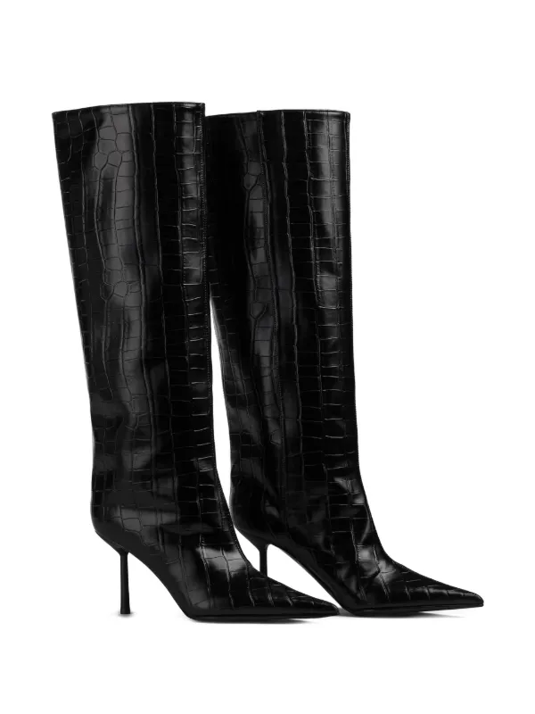 ロングブーツ LE SILLA Black Leather Bella Boots 4255c100bmppnem377_stivale_bel
