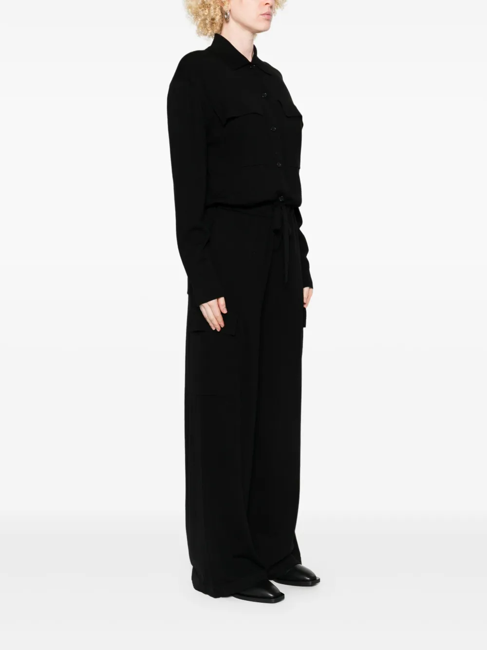 P.a.r.o.s.h Pocket-detailed Buttoned Jumpsuit In Black