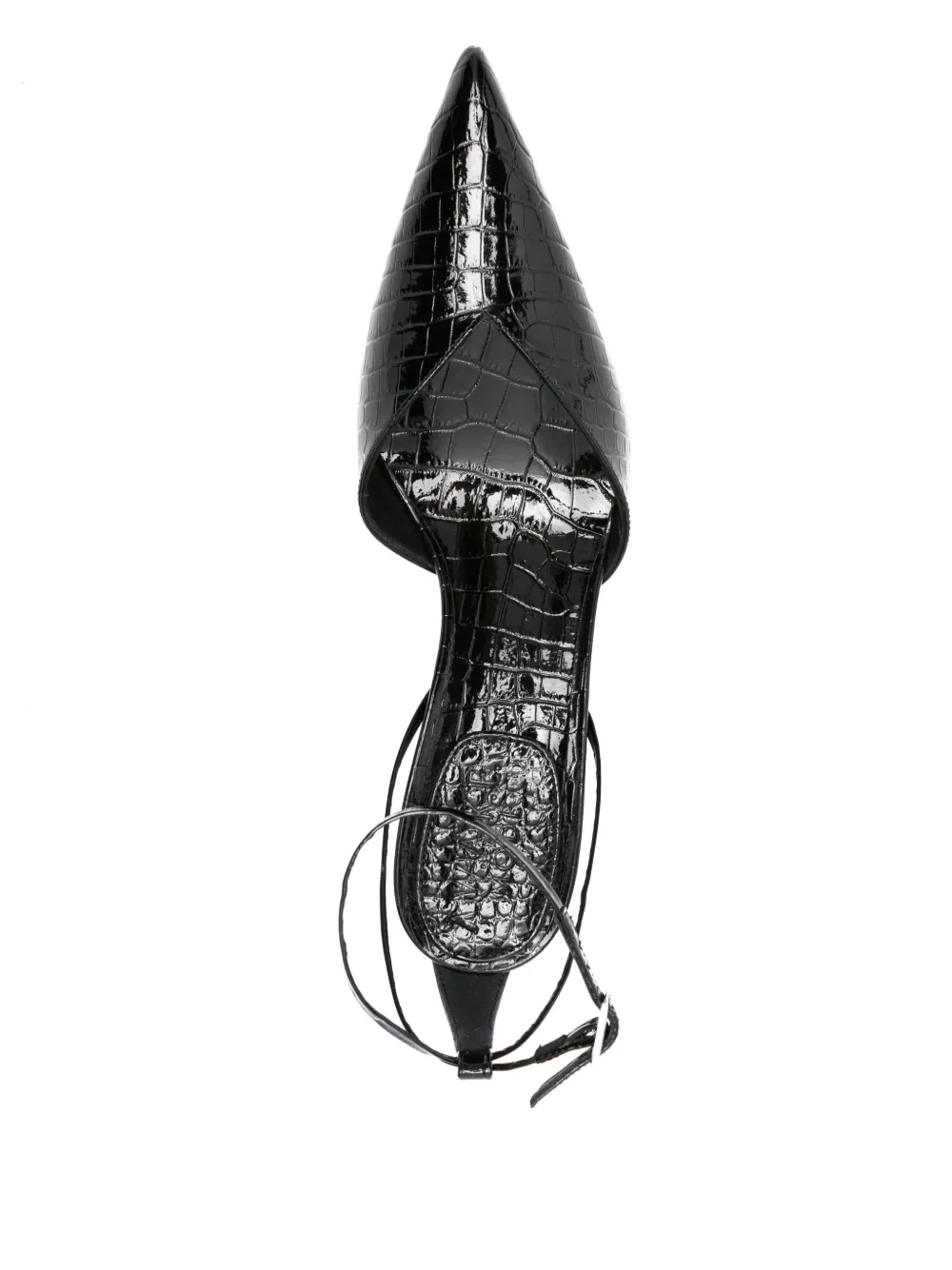 A.W.A.K.E. Mode 55 mm Dina pumps met krokodillen-reliëf Zwart