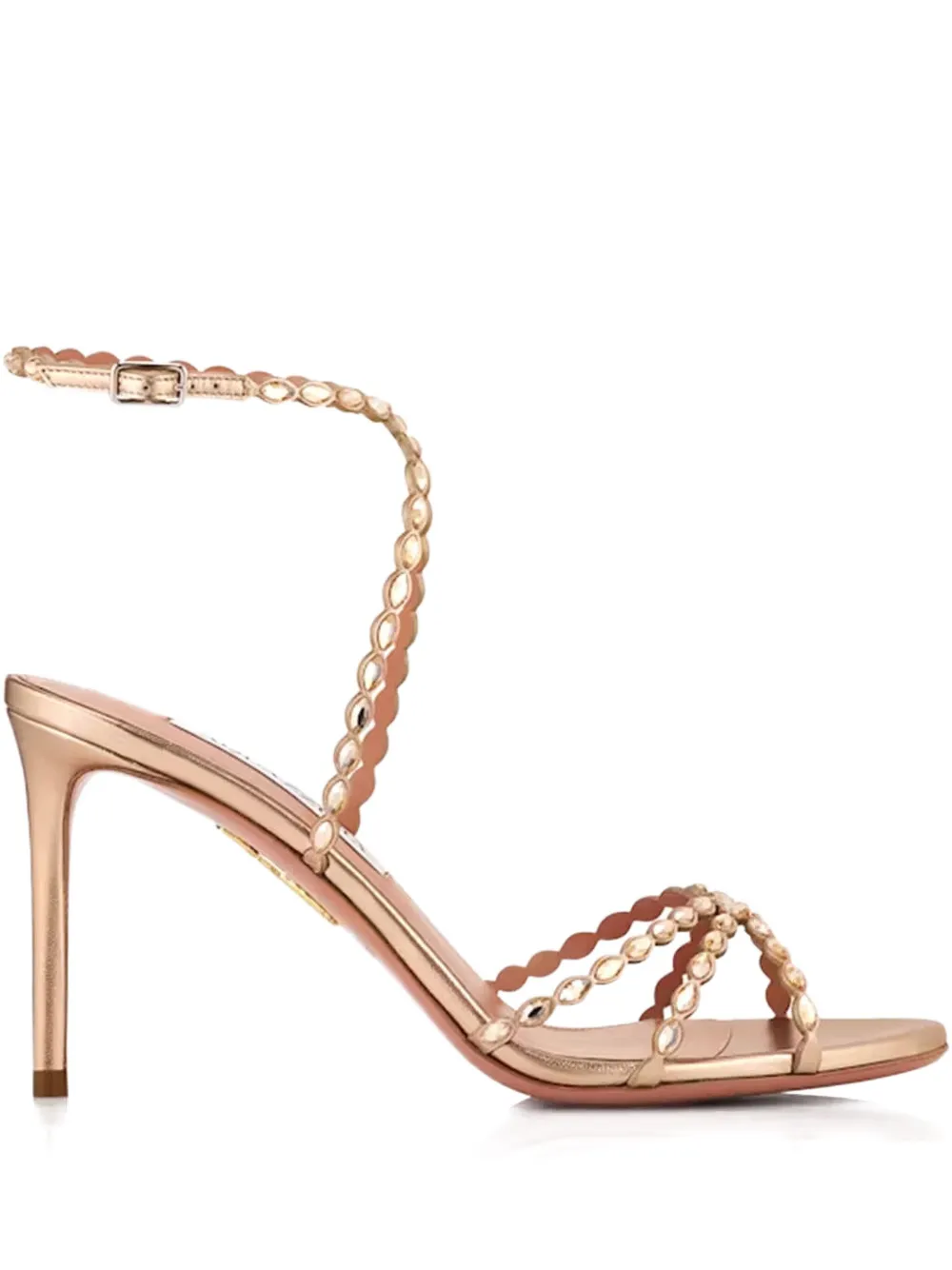 Aquazzura 85 mm Love Struck metallic gewelfde sandalen met bandje Goud