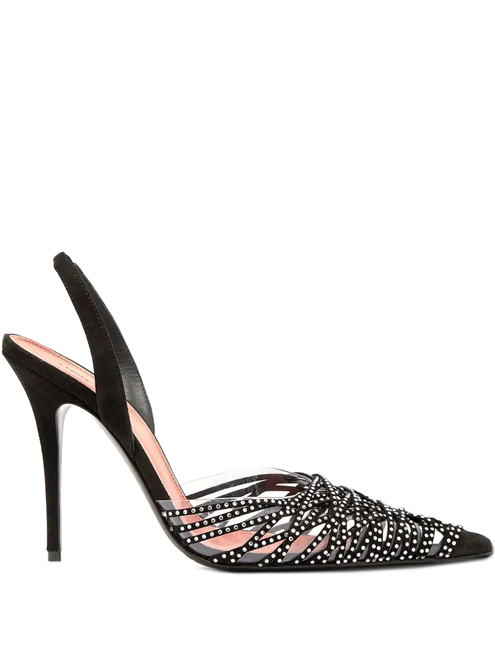 Amina Muaddi Lori slingback pumps met kralen Zwart