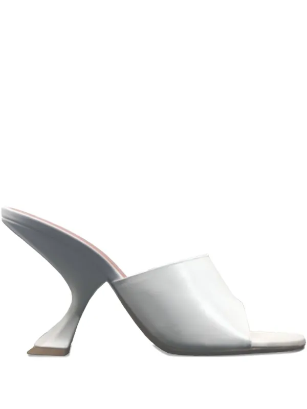 Amina Muaddi 90mm Lupita Sculpted-heel Sandals in White