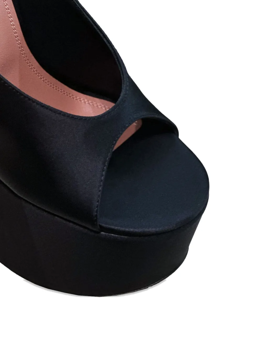 Amina Muaddi Anok satin platform pumps Black