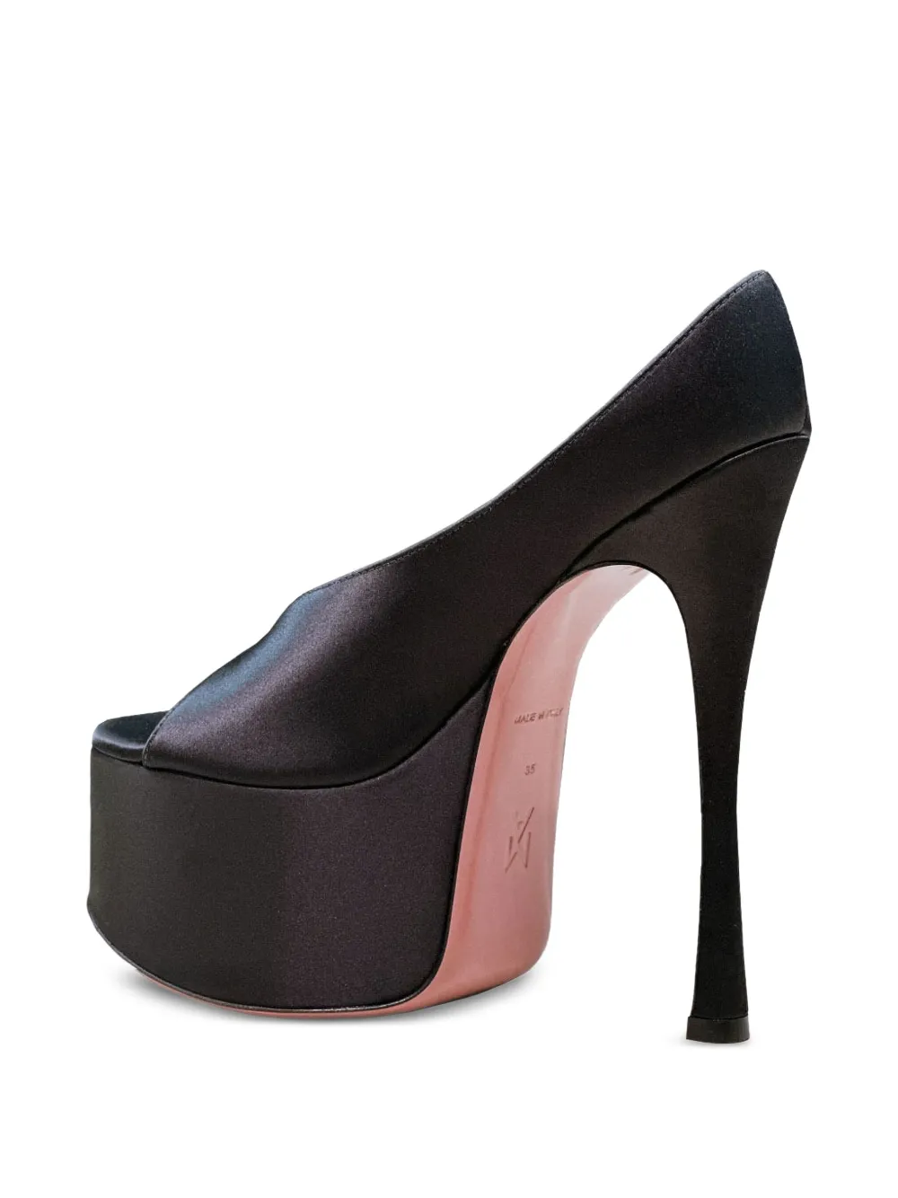 Amina Muaddi Anok satin platform pumps Black