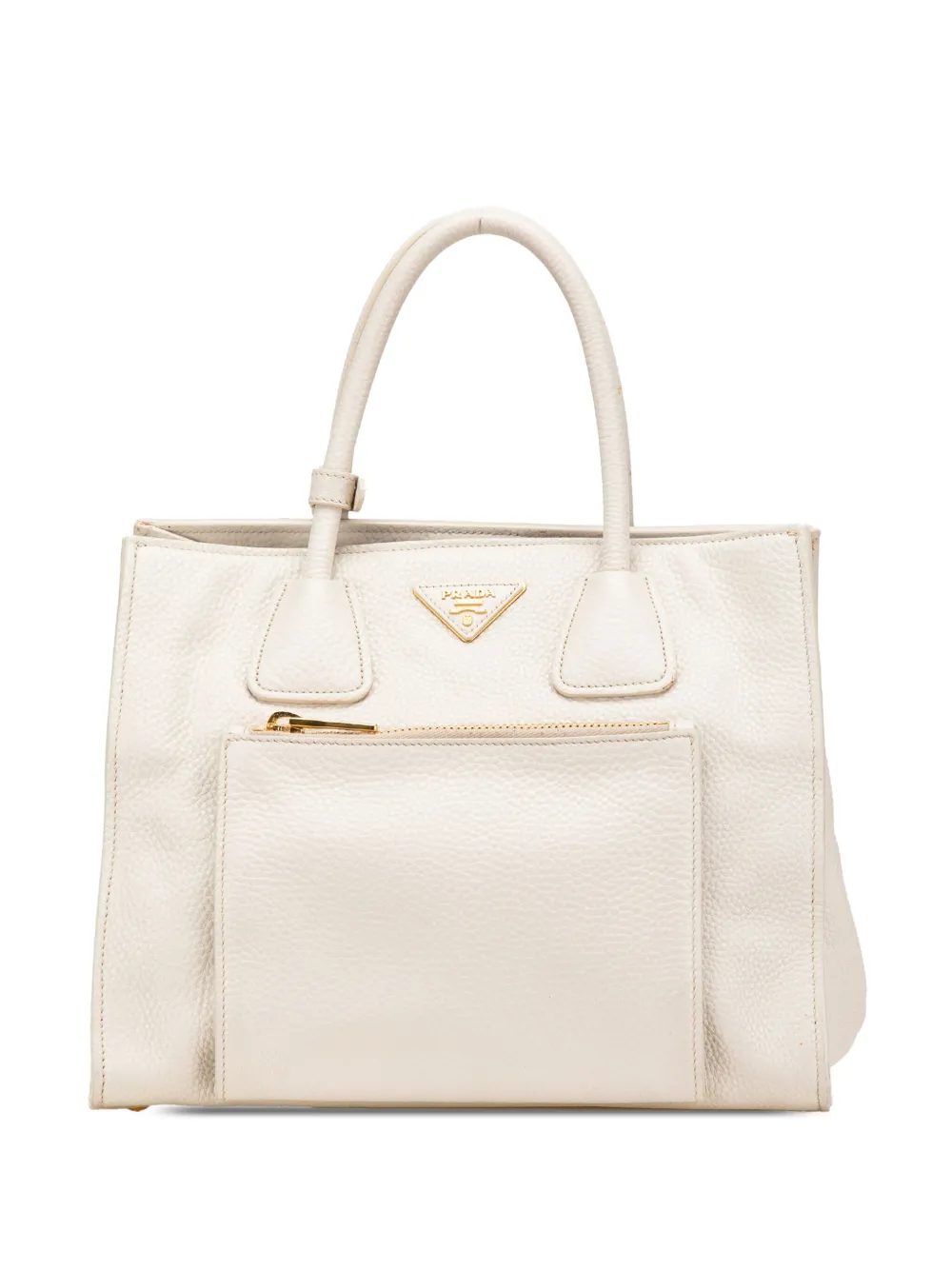 Prada Pre-Owned 2000-2024 Vitello Daino Front Pocket Tote satchel | White | Image 1