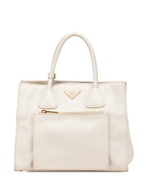 Prada Pre-Owned 2000-2024 Vitello Daino Front Pocket Tote satchel