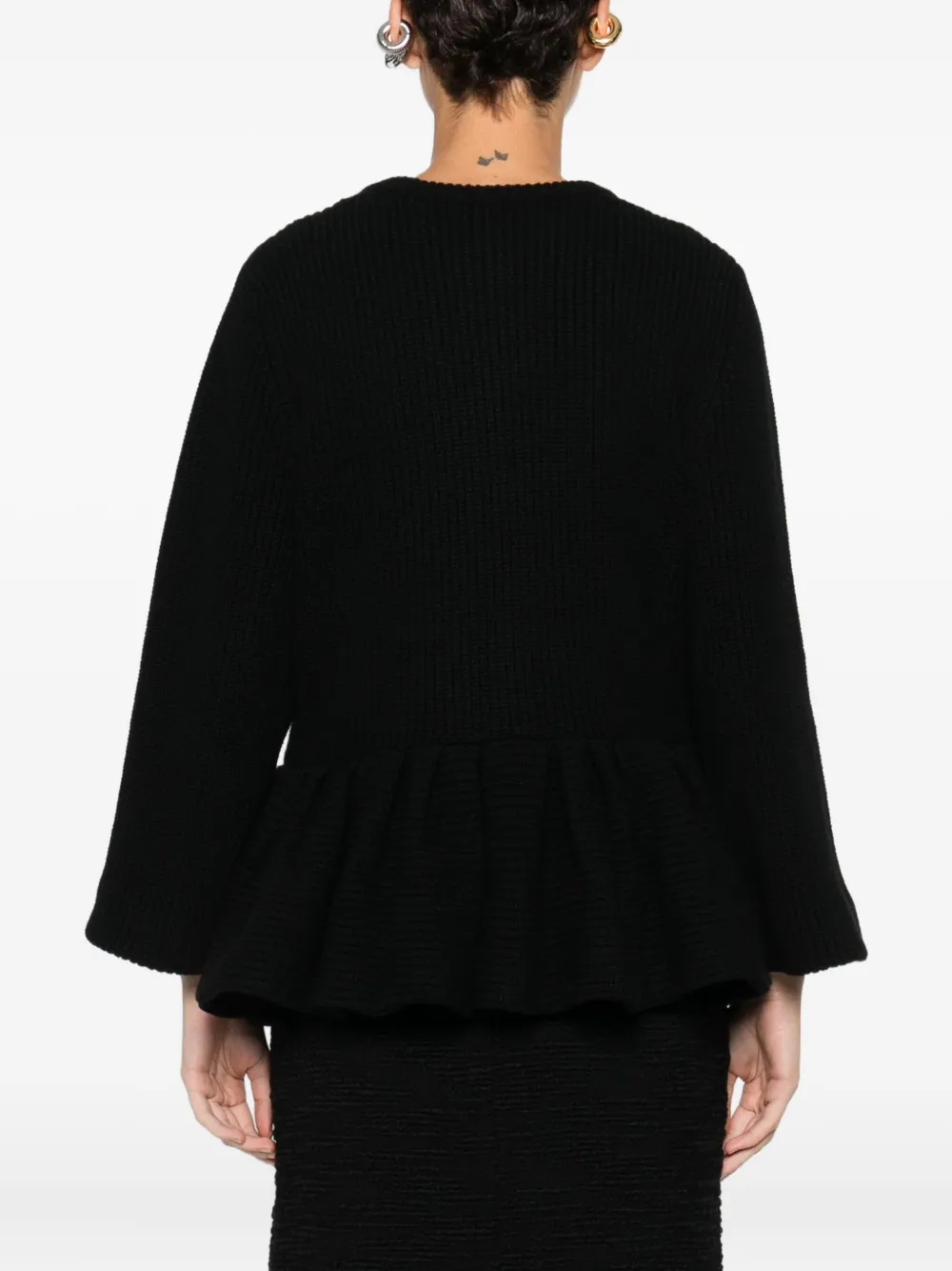 Liberowe Peplum Cardigan In Black