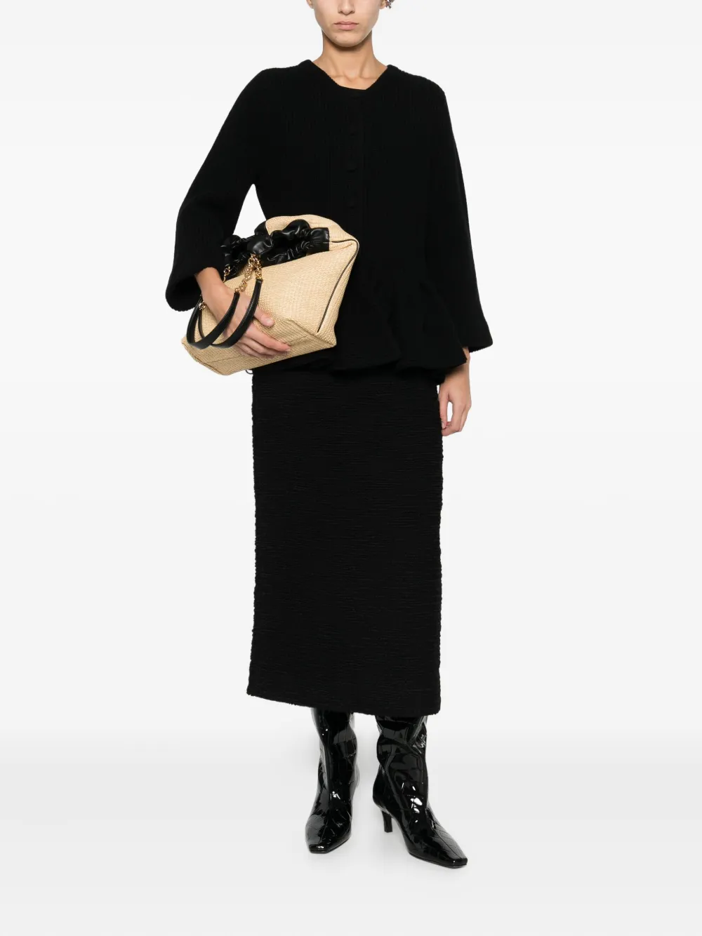 Liberowe Peplum Cardigan In Black