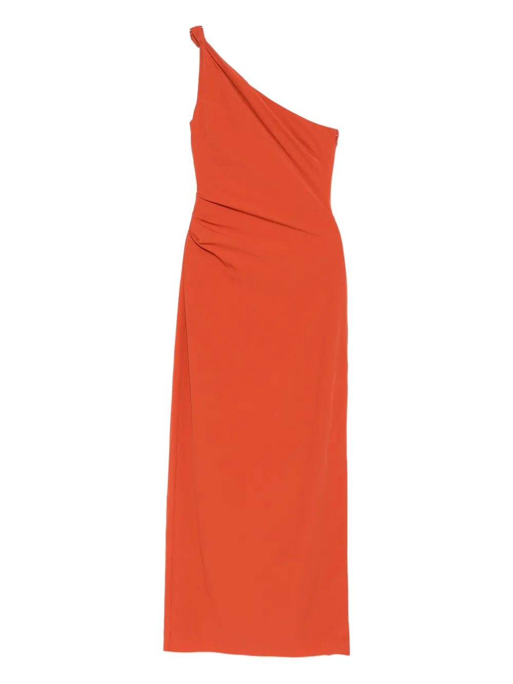 Sir Rossana One-shoulder Ruched Maxi Dress In Orange