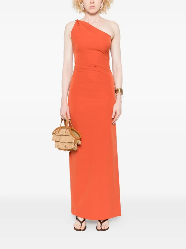 SIR. Rossana one-shoulder Ruched Maxi Dress | Orange | FARFETCH