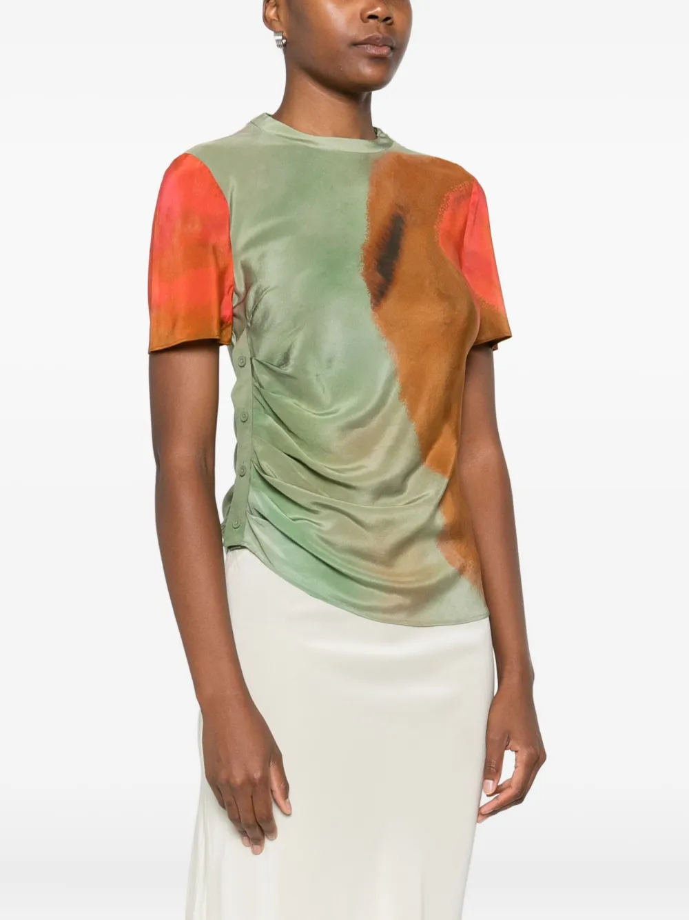 Sir Print Buttoned Top In Green