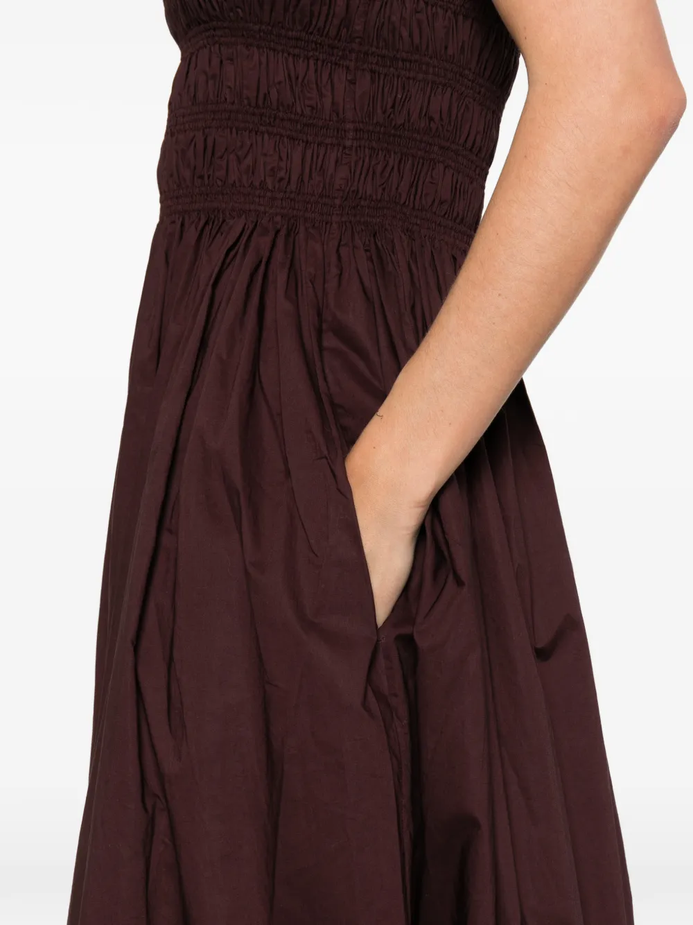 Matteau Shirred Bodice Midi Dress In Multi