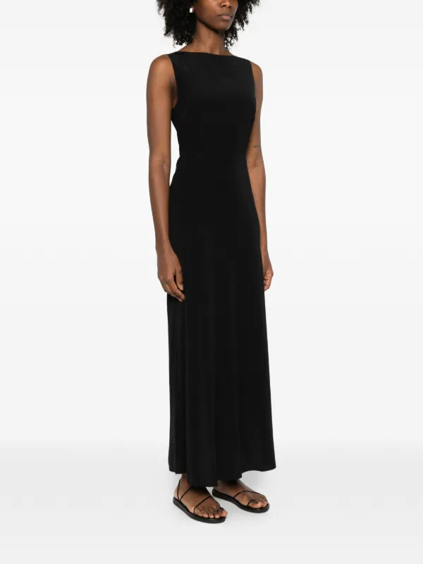 chinese dress ladies Satin Boat-Neck Twist-Back Maxi Dress in Champagne main image 0