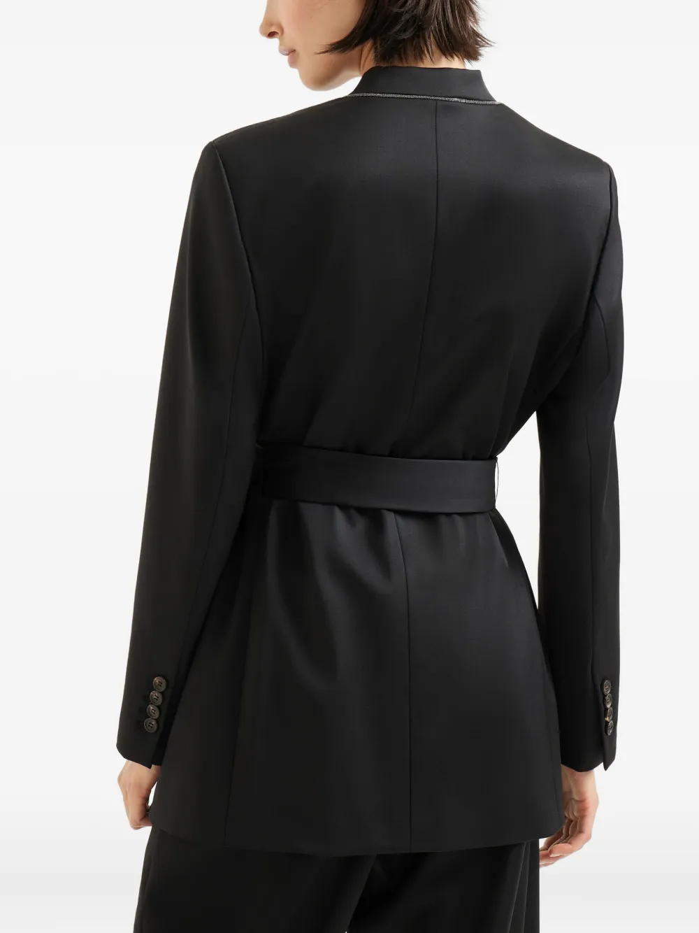 Brunello Cucinelli belted wrap blazer Zwart