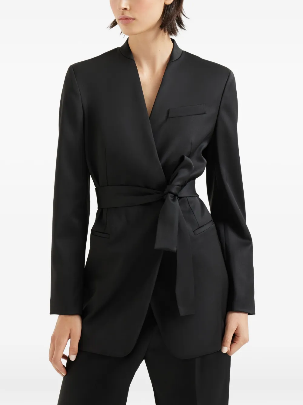 Brunello Cucinelli belted wrap blazer Zwart