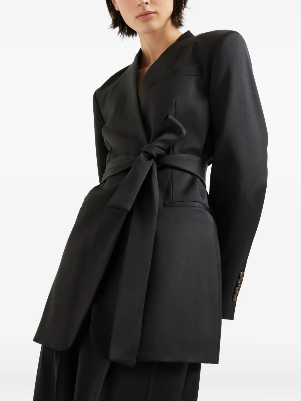 Brunello Cucinelli belted wrap blazer Zwart