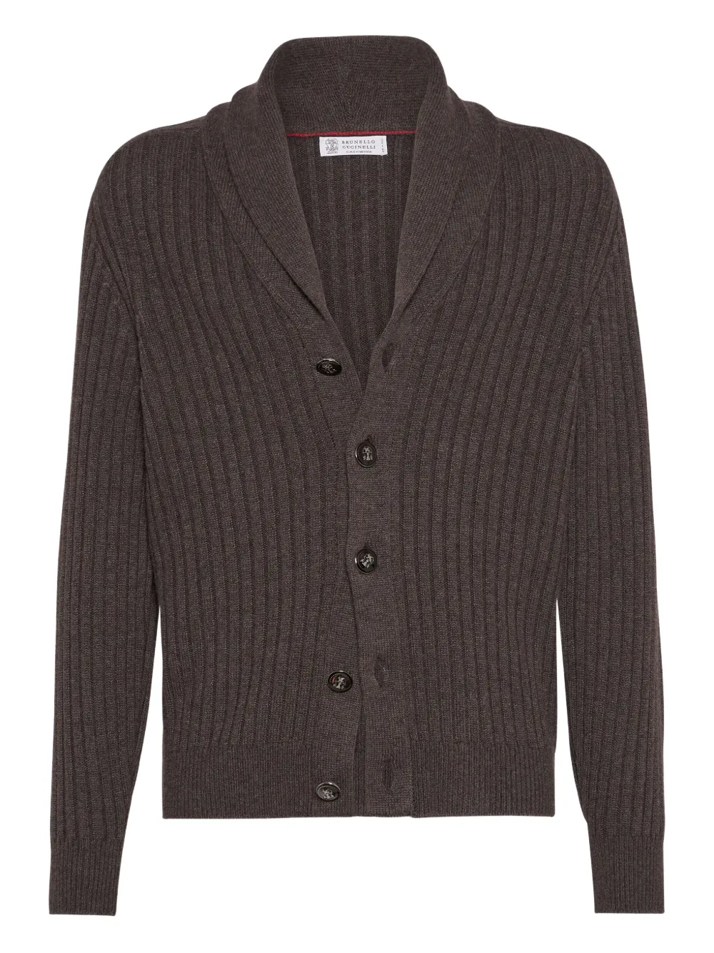 Brunello Cucinelli ribbed button-up cardigan | Brown | Image 1