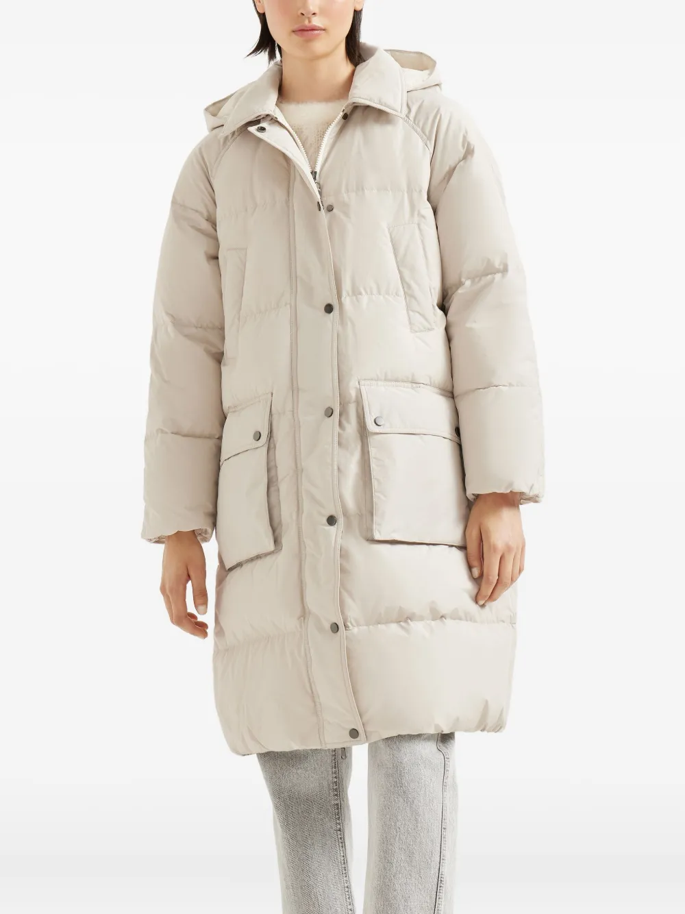 Brunello Cucinelli hooded quilted coat Beige