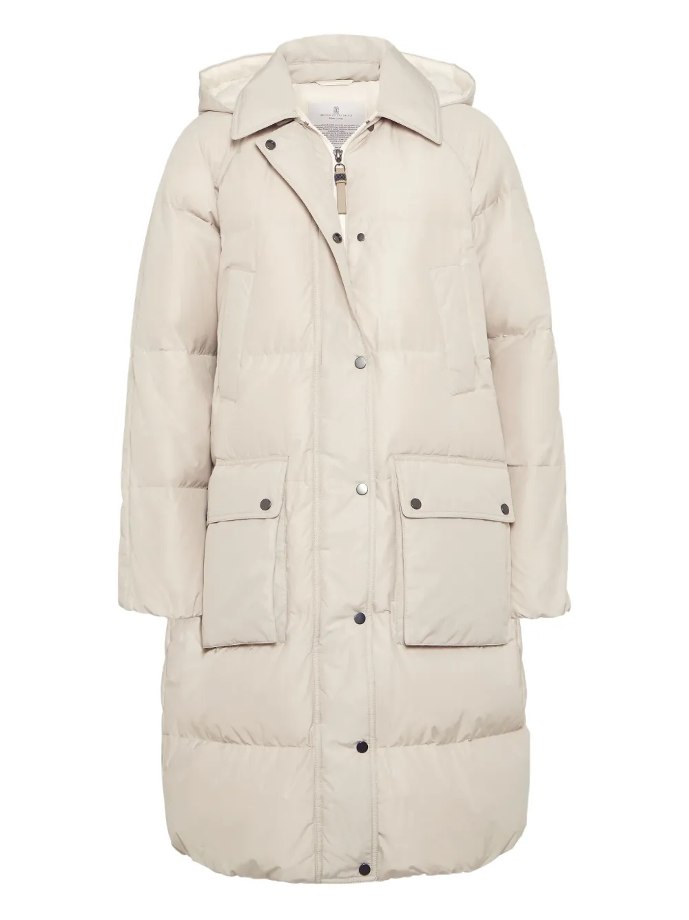 Brunello Cucinelli hooded quilted coat Beige