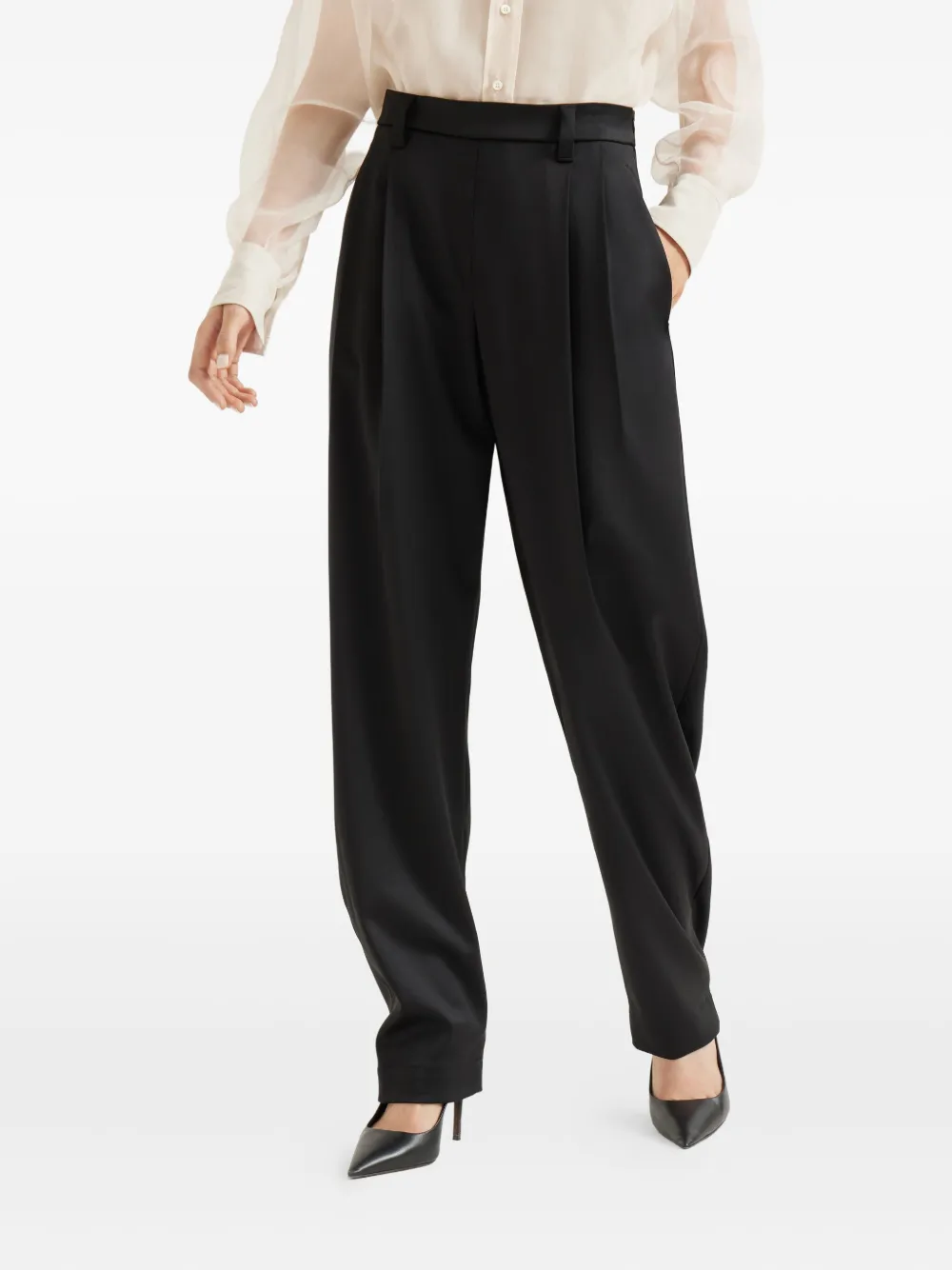 Brunello Cucinelli pleated-front tailored trousers Zwart