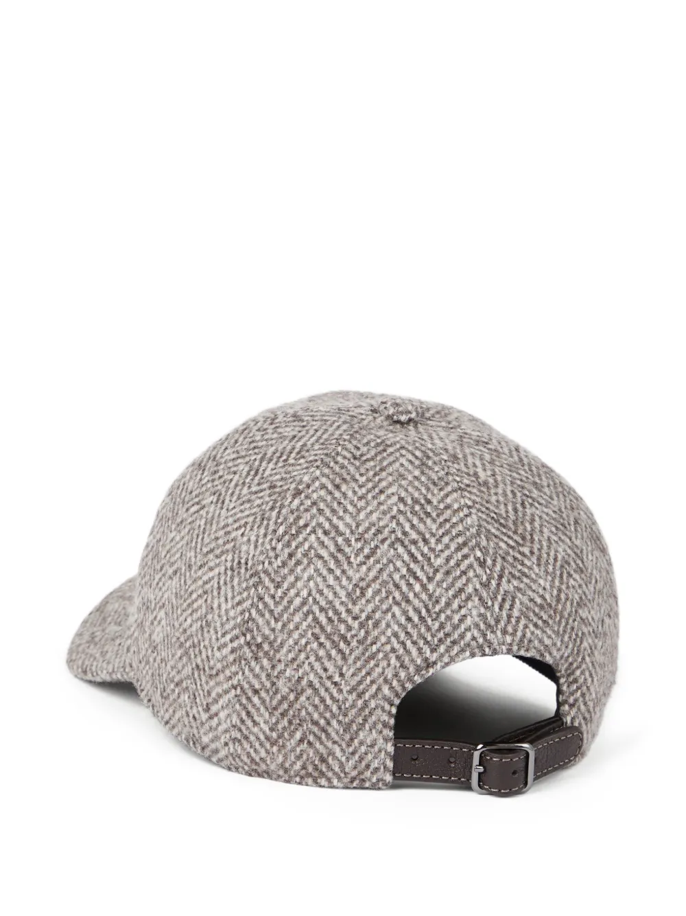Brunello Cucinelli Herringbone Tweed Baseball Cap In Brown