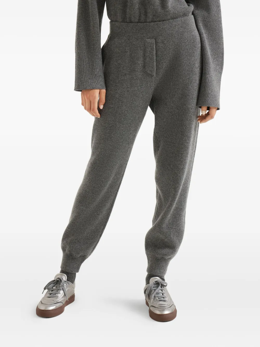 Brunello Cucinelli Kasjmier geribbelde broek Grijs