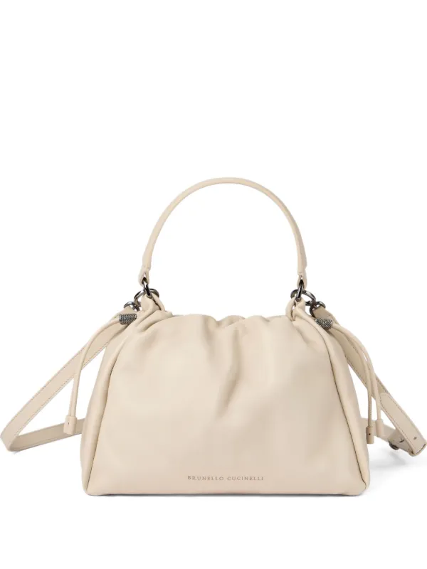 Brunello Cucinelli ソフトレザー Mellow バケットバッグ（S） レディース 向け ライトグレー ソフトレザー Mellow バケット