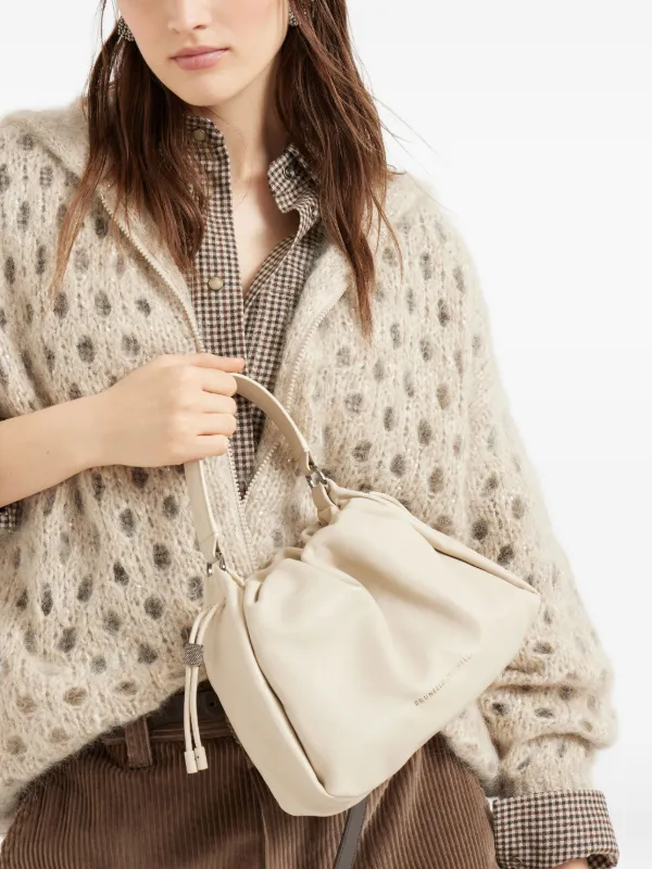 【Brunello Cucinelli】極上レザー×煌めくMellowバケット Brunello Cucinelli Mellow レザーバケットバッグ S